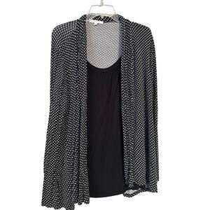 G Kollection Black/White Polka Dot Cardigan top with a black inlay SzXL